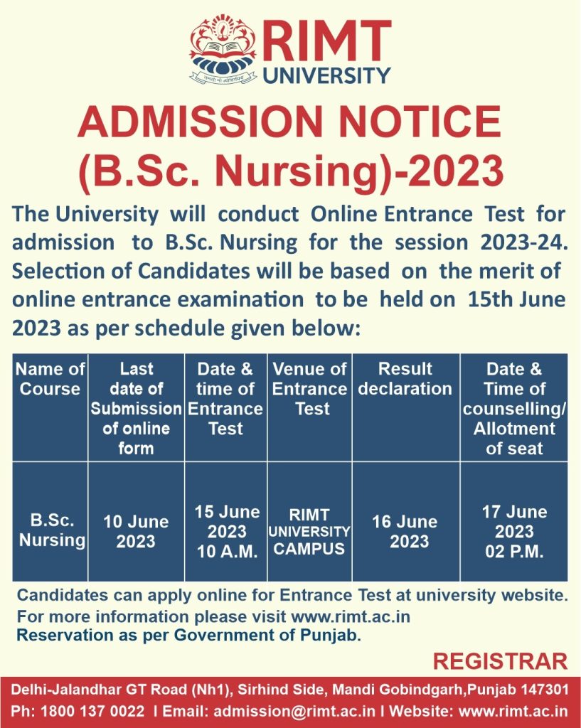 B.Sc. Nursing - RIMT University