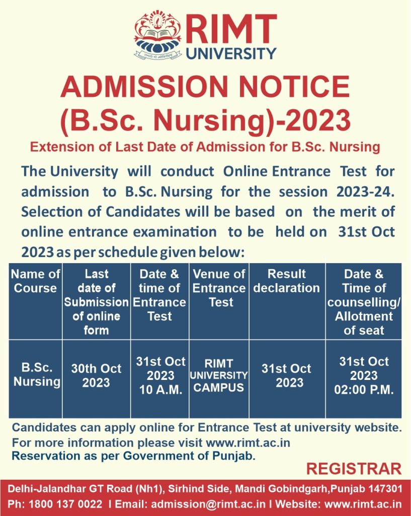 B.Sc. Nursing - RIMT University