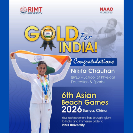 RIMT University Student Nikita Chauhan Wins Gold at 6th Asian Beach Games 2026